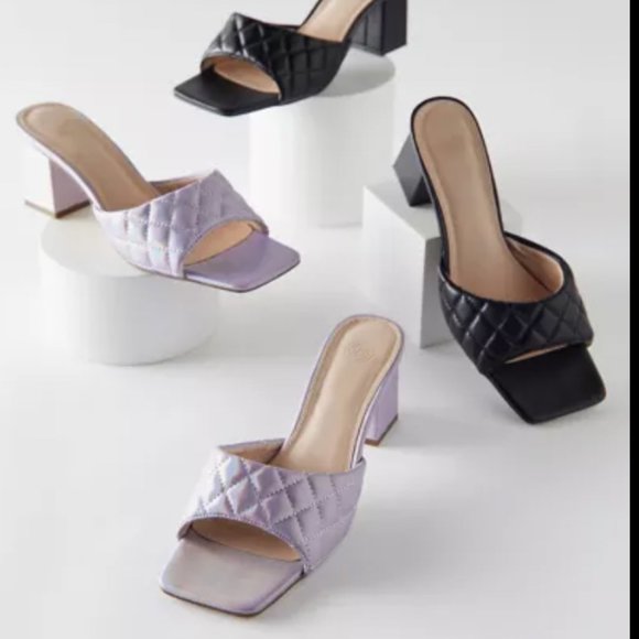 ⭐️ Callie Quilted Heeled Boho Peasant Hipster Hippie Art Farmhouse Mule Heels - Picture 5 of 6